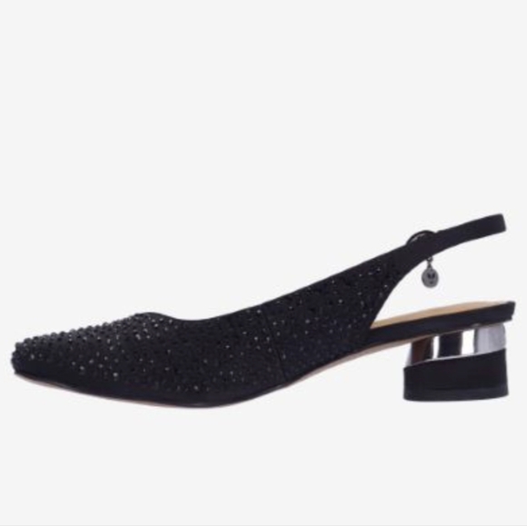 J.Renee Black Embellished Slingback Heels - Picture 4 of 12